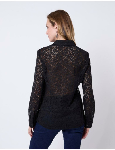 Chemisier manches longues uni NOIR Femme