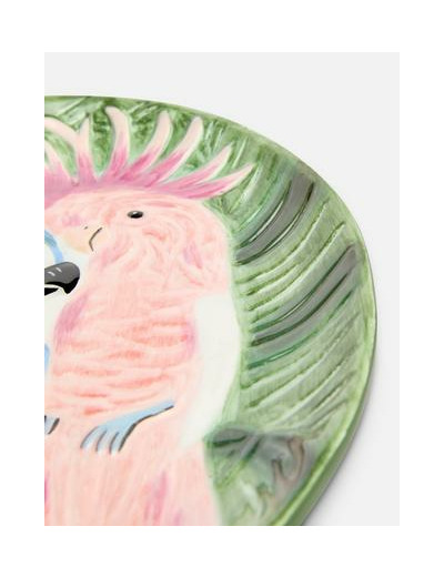 Assiette ovale à motif cacatoès