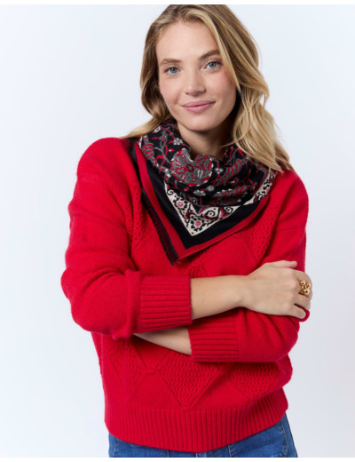 Pull épais uni ROUGE Femme