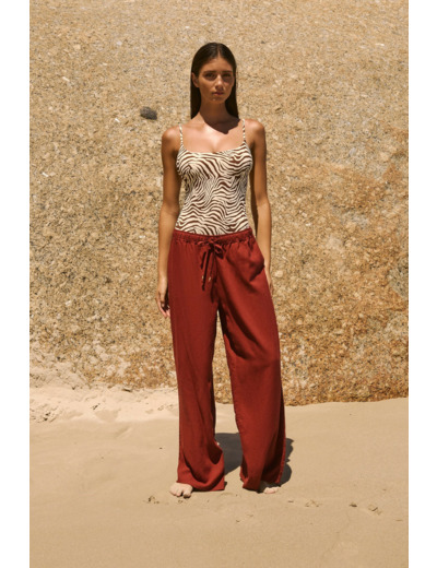 Pantalon fluide élastiqué,Pantalon fluide élastiqué;${refinementColor}