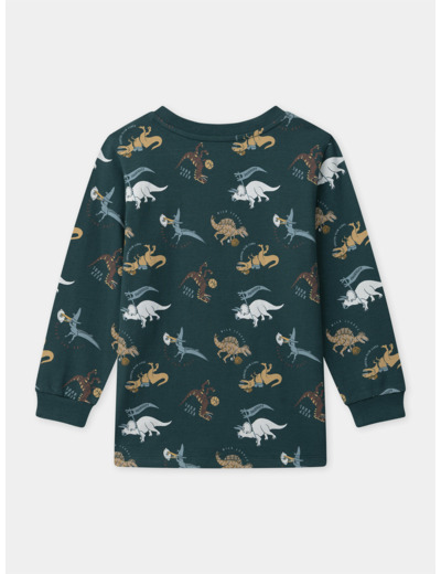 Pyjama vert foncé imprimé dinosaures Garçon
