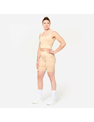 Short de fitness motif camo, beige