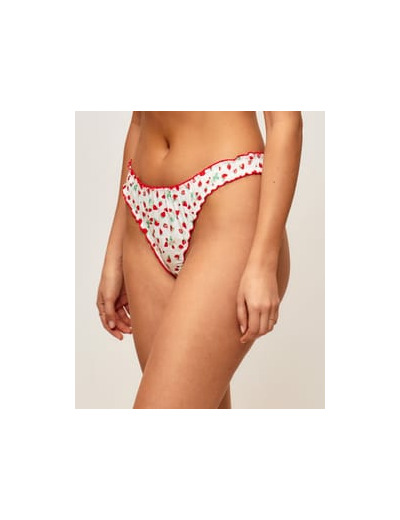 String en popeline de coton à motif fraises