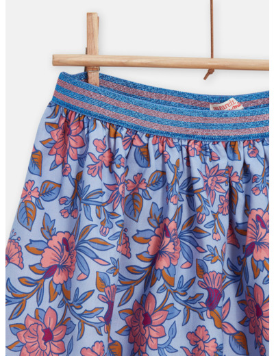 Jupe réversible bleu lavande à imprimé fleuri pour fille