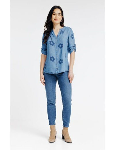 Blouse imprimée à strass en lyocell