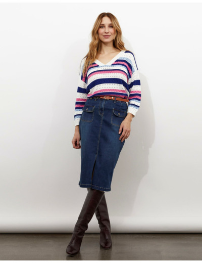 Pull fin rayé MULTICOLORE Femme