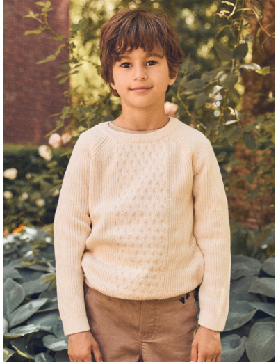Pull écru torsadé Garçon