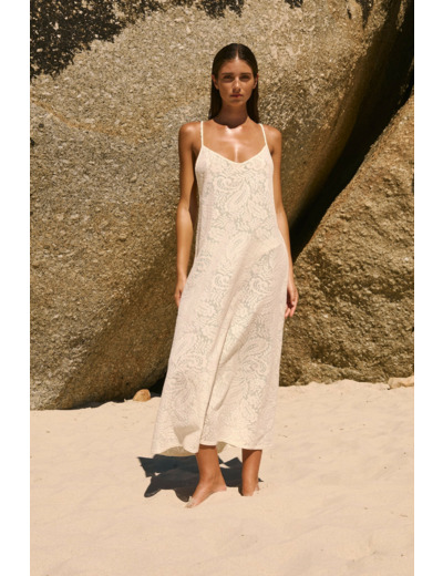 Robe longue dos nu avec coton,Robe longue dos nu avec coton;${refinementColor}