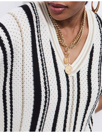 Pull fin rayé ECRU Femme