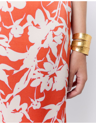 Jupe courte imprimé à fleurs ORANGE