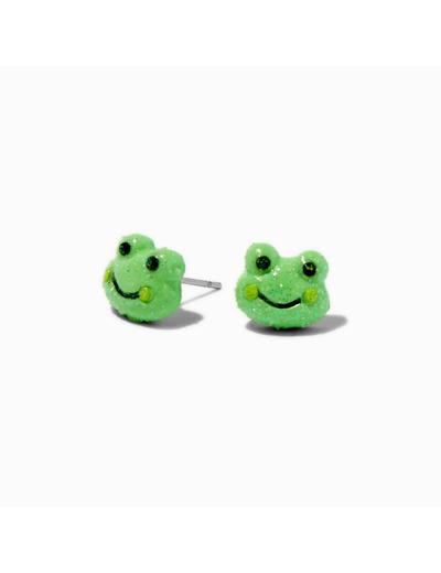Clous d’oreilles tête de grenouille verts