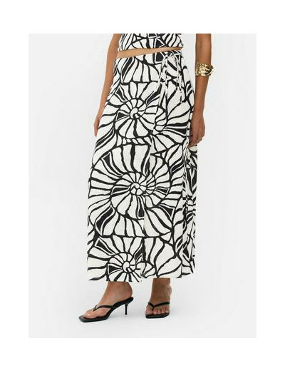 Jupe mi-longue imprimée à nouer sur le côté