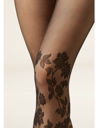 Collant effet chaussettes hautes à fleurs