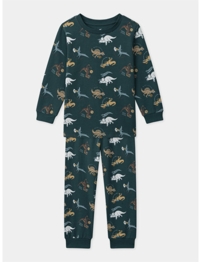 Pyjama vert foncé imprimé dinosaures Garçon