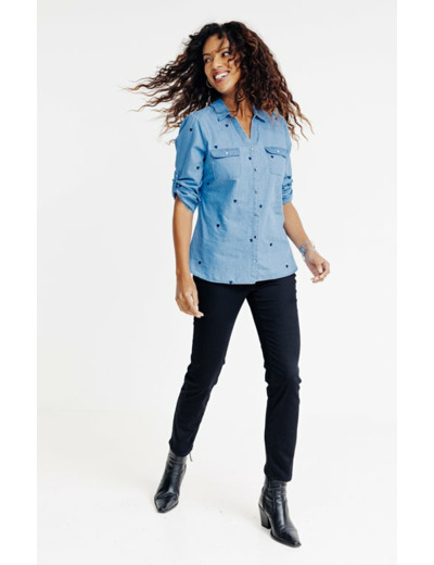 Chemise brodée coeurs