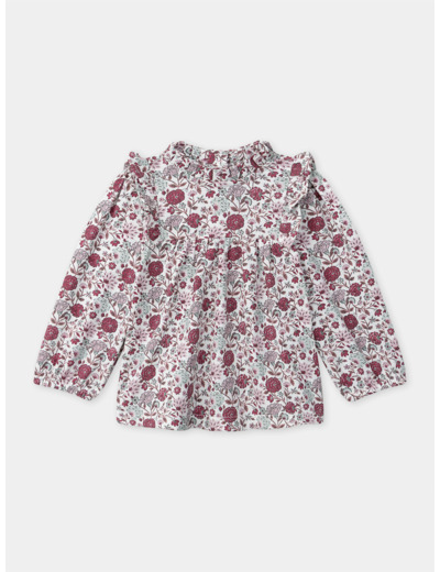 Blouse imprimé fleuries avec volants sur les épaules Bébé Fille