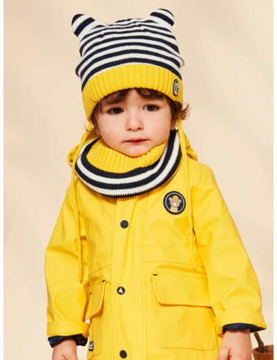 Snood en tricot bleu marine à rayures