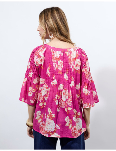 Blouse manches 3/4 imprimé à fleurs ROSE Femme