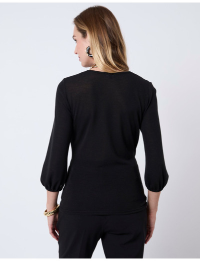 Top manches 3/4 uni NOIR Femme