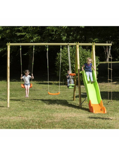 PORTIQUE BOIS MÉTAL 2,30 MÈTRES AVEC TOBOGGAN