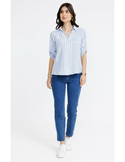 Chemise rayée imprimé fleurs