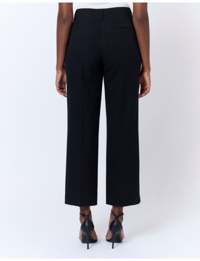 Pantalon long large rayé NOIR Femme