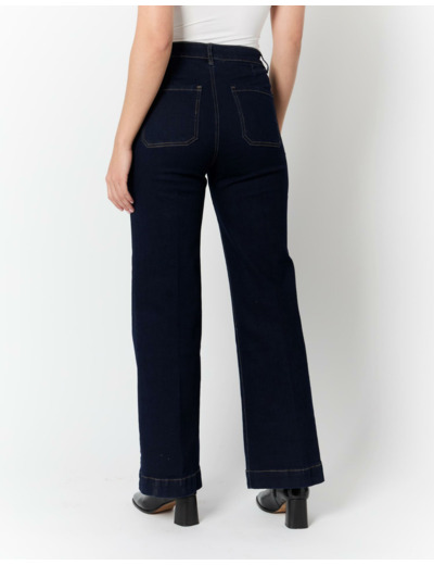 Jean long large MARINE Femme
