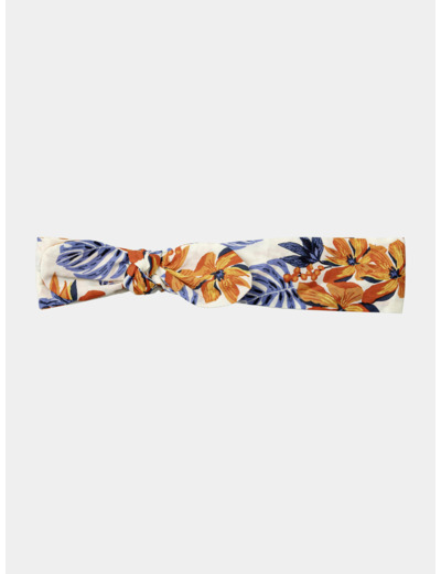 Bandeau blanc à imprimé fleurs et poissons multicolores