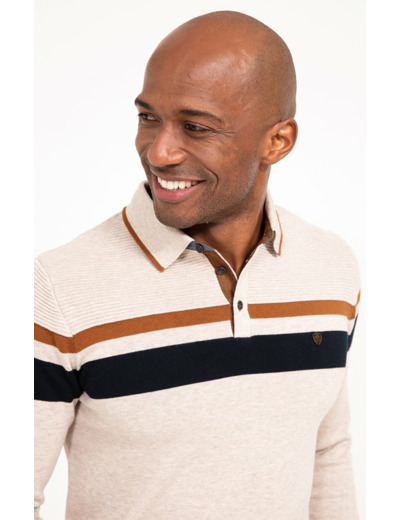 Pull col polo rayé Stripe