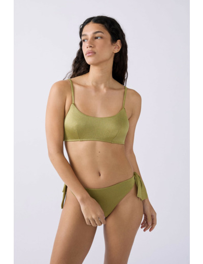 Brassière haut de maillot à nouer pailleté,Brassière haut de maillot à nouer pailleté;${refinementColor}