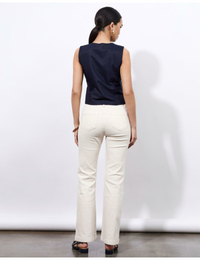 Pantalon long flare uni BEIGE Femme