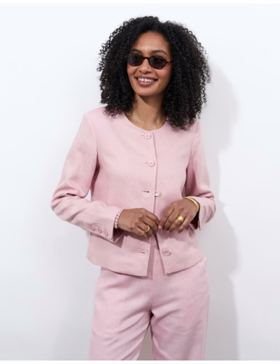 veste chemise unie ROSE PALE Femme