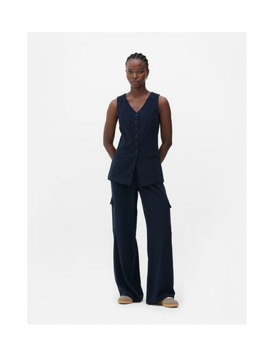 Gilet de costume long en lin