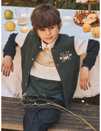 Teddy vert foncé avec patch "MJ" Garçon