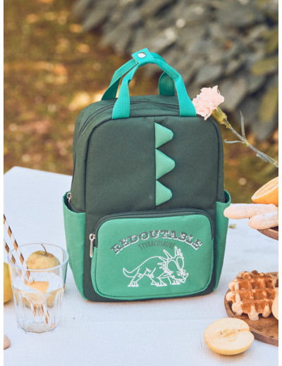 Sac à dos vert avec poche avant imprimé dinosaure Garçon