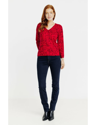 Pull imprimé chats avec strass