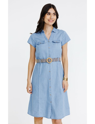 Robe chemise avec ceinture rafia