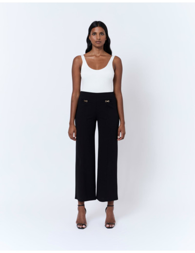 Pantalon 7/8 large uni NOIR Femme