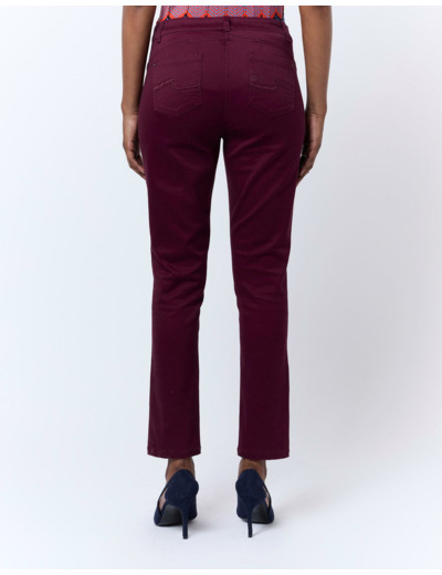 Pantalon 7/8 slim uni AUBERGINE Femme