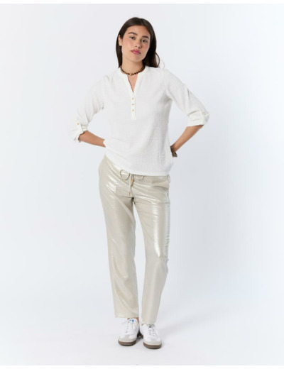 Top manches 3/4 uni BLANC Femme