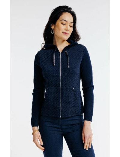 Cardigan bi-matière