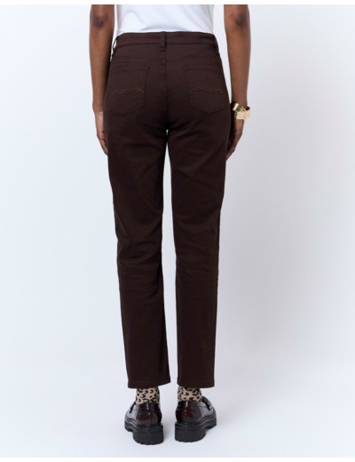 Pantalon 7/8 slim uni MARRON Femme