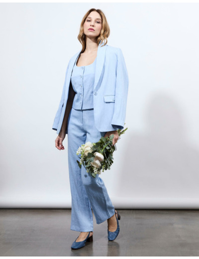 Veste tailleur unie BLEU CIEL Femme