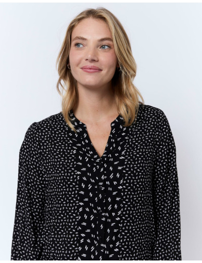 Blouse manches longues imprimée NOIR Femme
