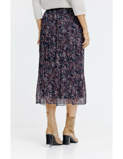 Jupe longue froissée imprimée et doublée