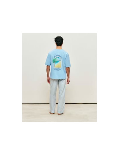 Pantalon en popeline de coton à rayures