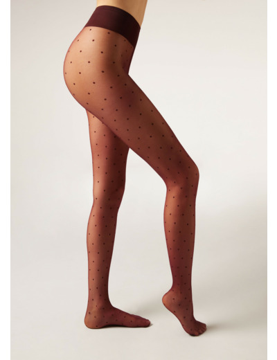 Collant Voile 20 Deniers à Motifs Pois