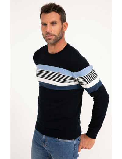 Pull col rond rayé Blueray