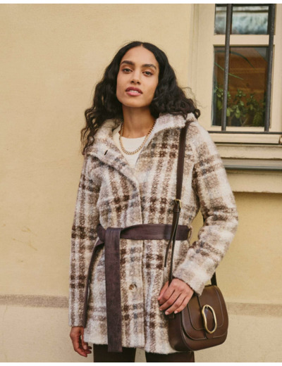 Manteau à carreaux BEIGE Femme