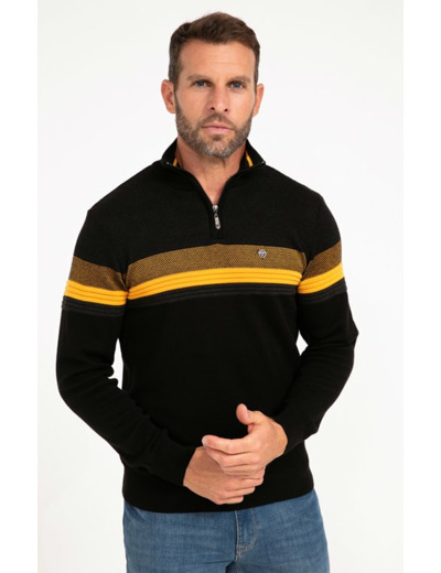 Pull Col Montant Rayé